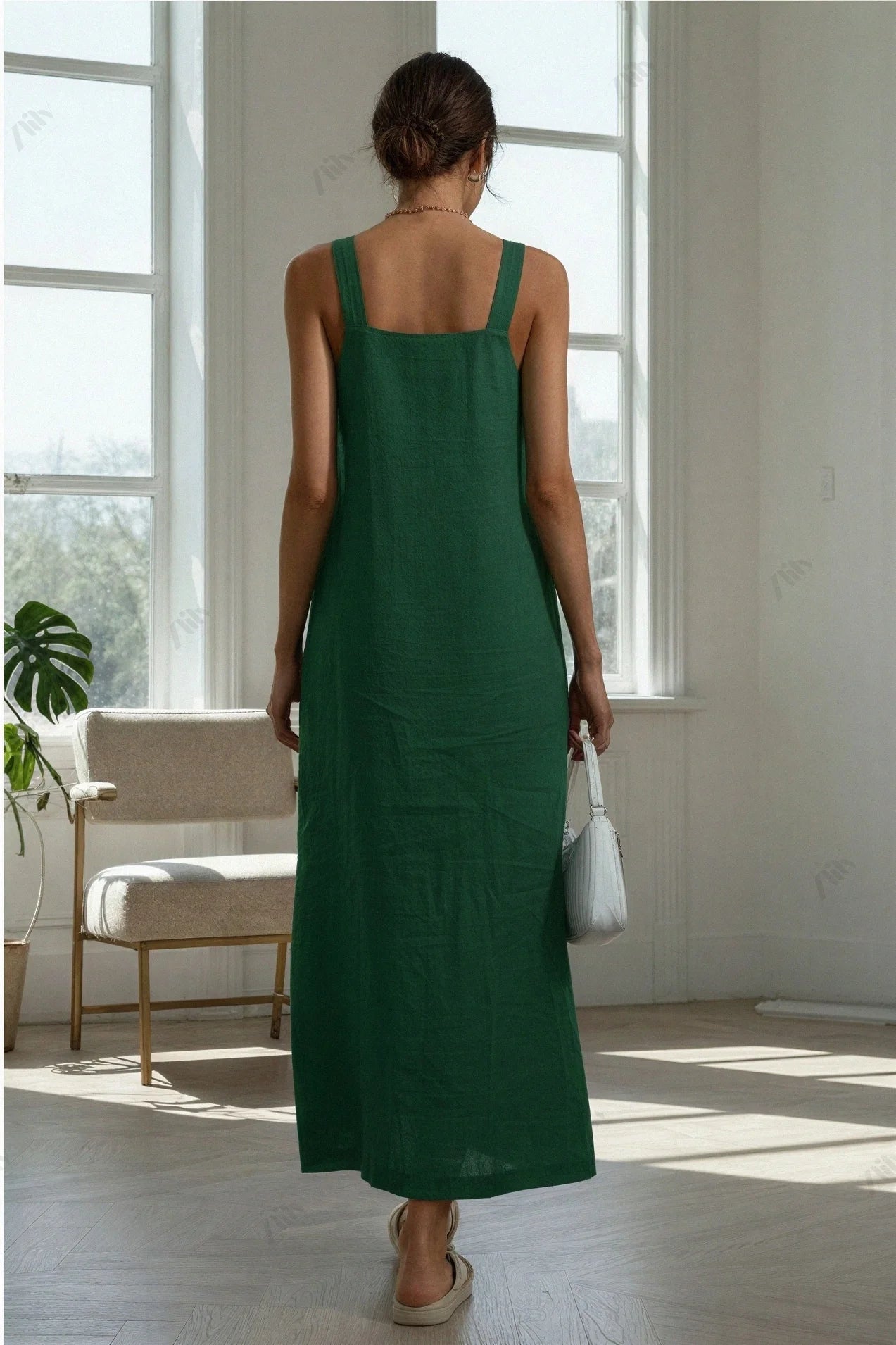 French Cotton and Linen Midi Dress