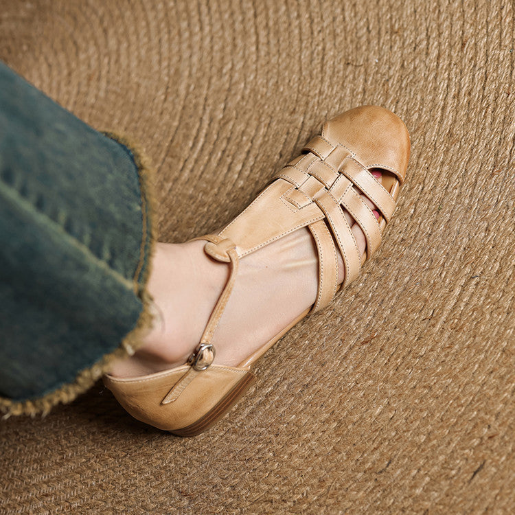 Astrid | Vintage braided leather ballerina flats
