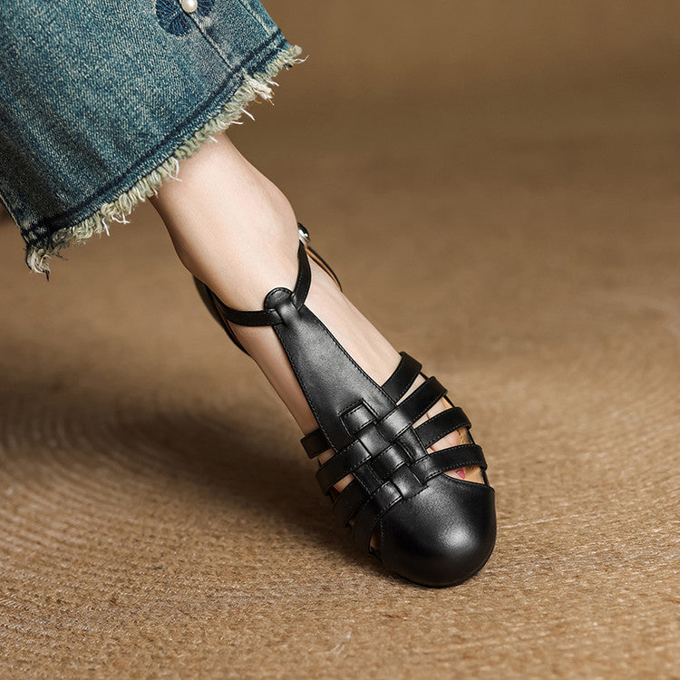 Astrid | Vintage braided leather ballerina flats