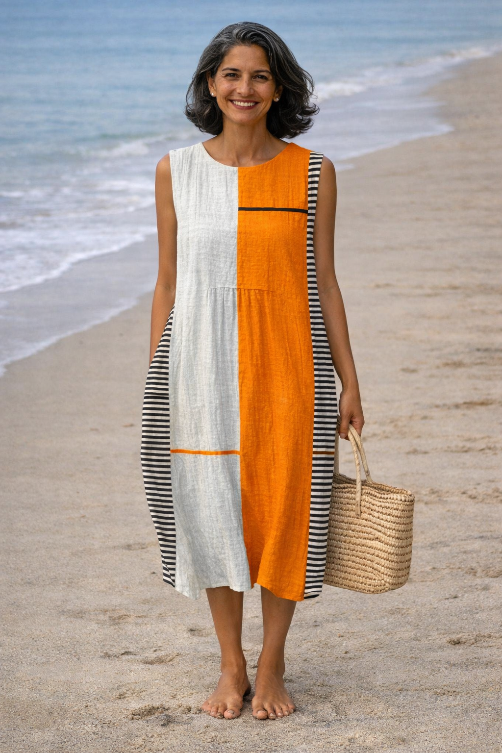 Matilda | Striped Dress with Colour Block Design