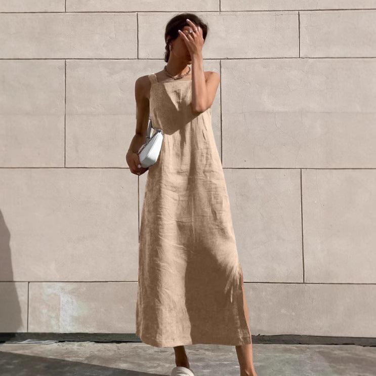 French Cotton and Linen Midi Dress