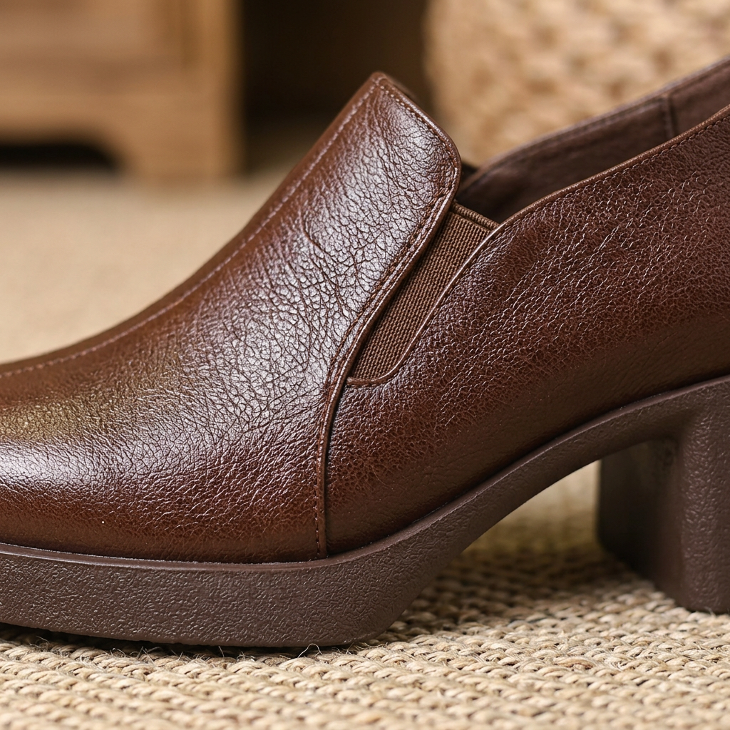 Helena | Classic Block Heels in Textured Leather