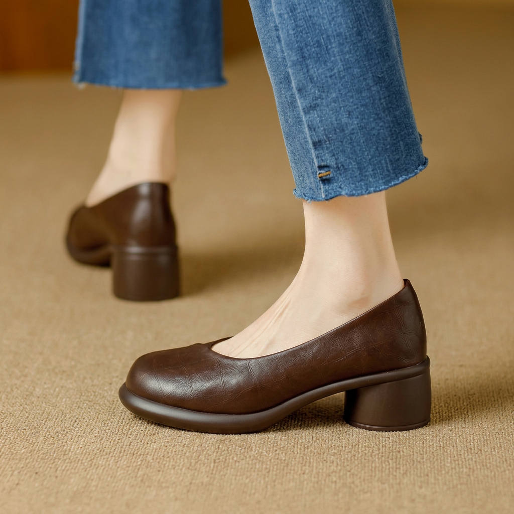 Janna | Timeless Block Heels in Genuine Leather