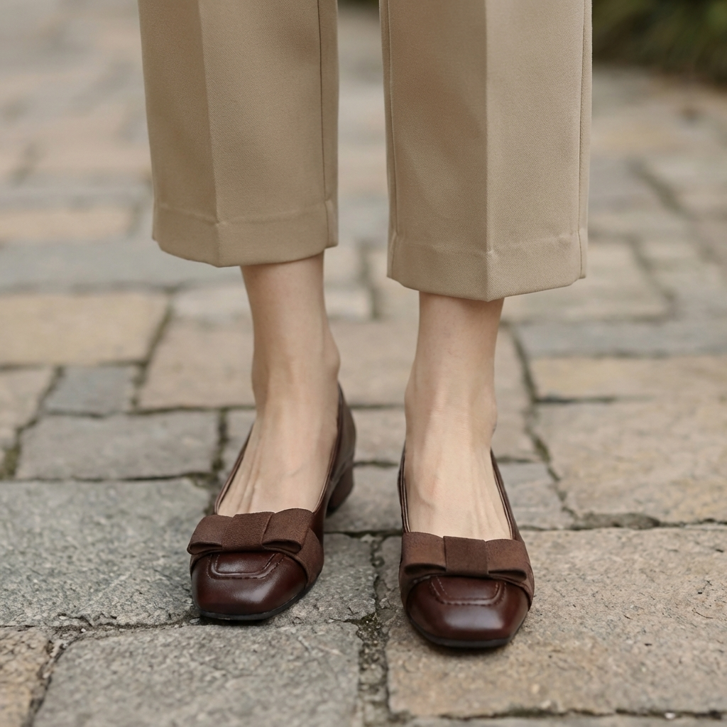 Anna | Soft leather ballerina flats with a bow detail in a rich colour