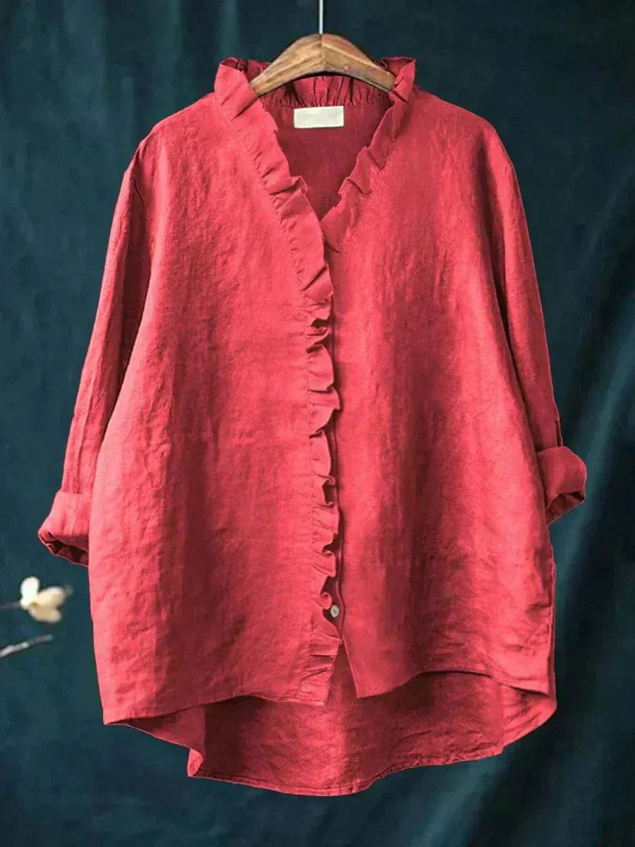 Alva | Cotton-Blend Dress Blouse with a Classic Cut