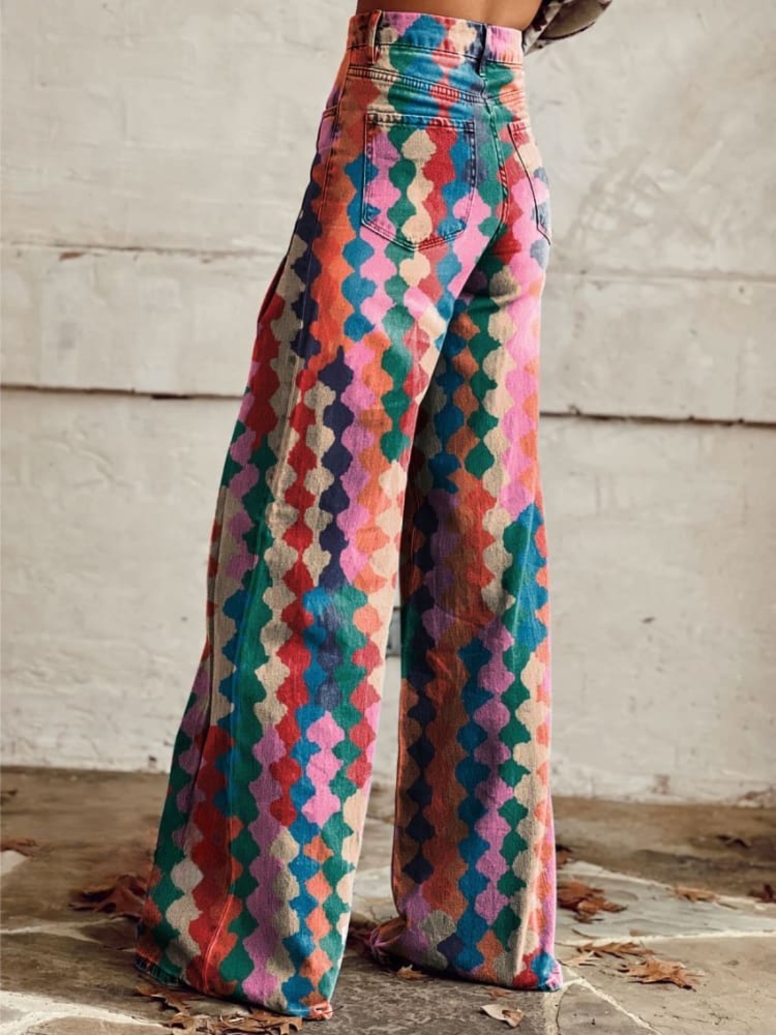 Helena | Retro Colour Print Trousers