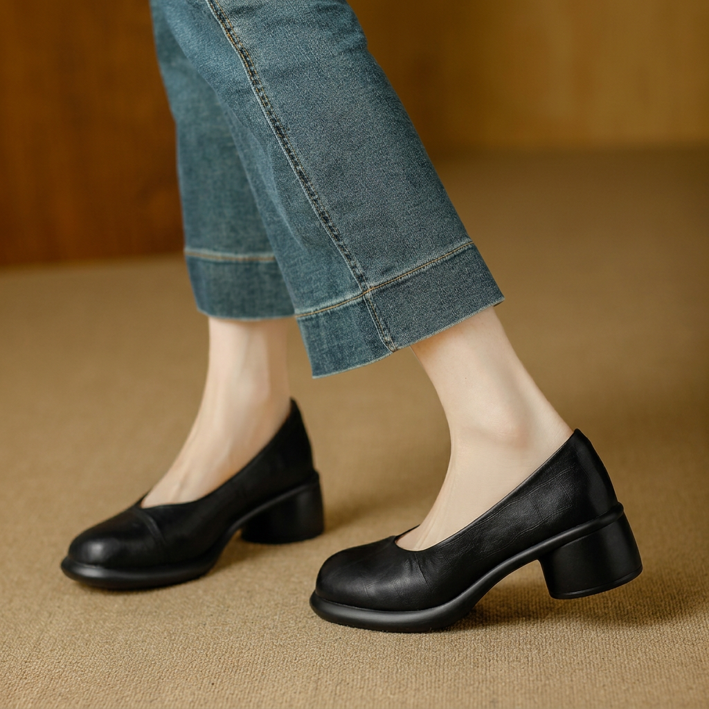 Janna | Timeless Block Heels in Genuine Leather