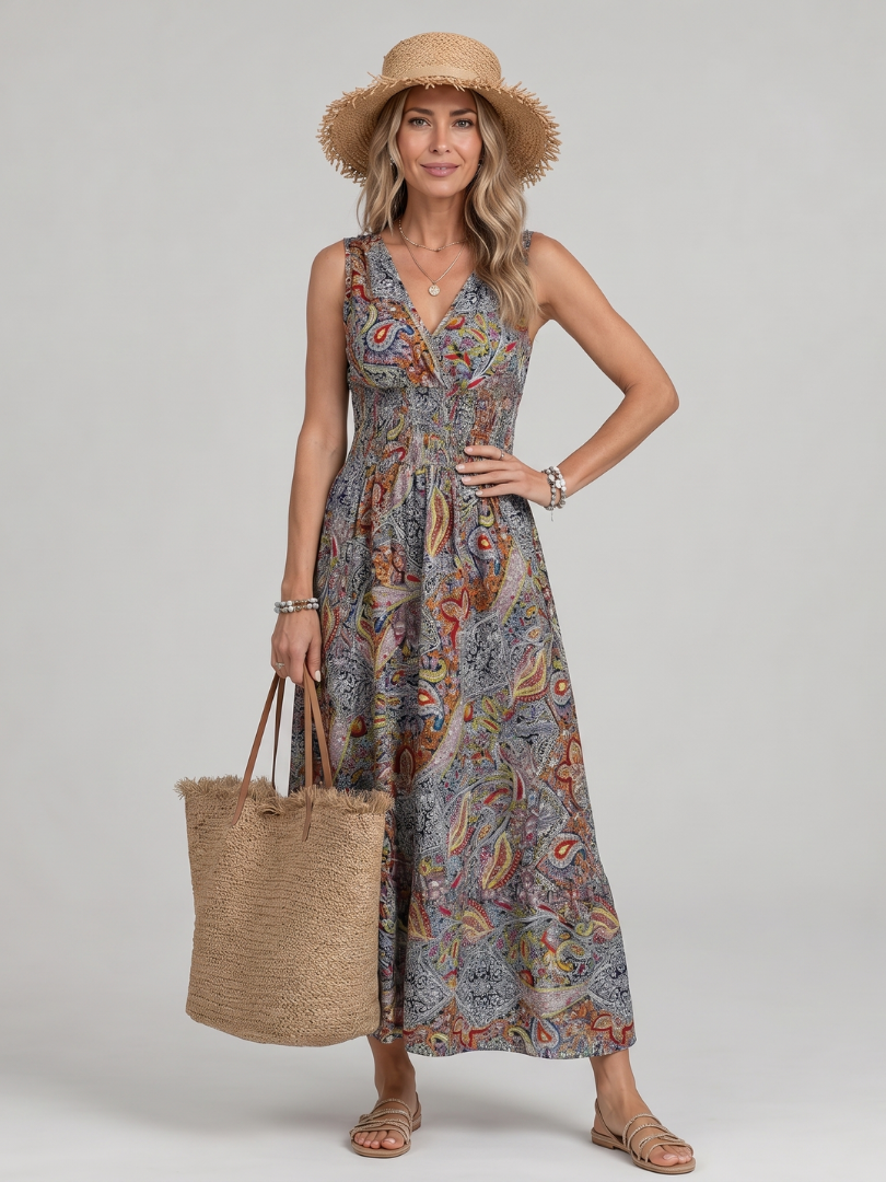 Paisley Print Midi Dress