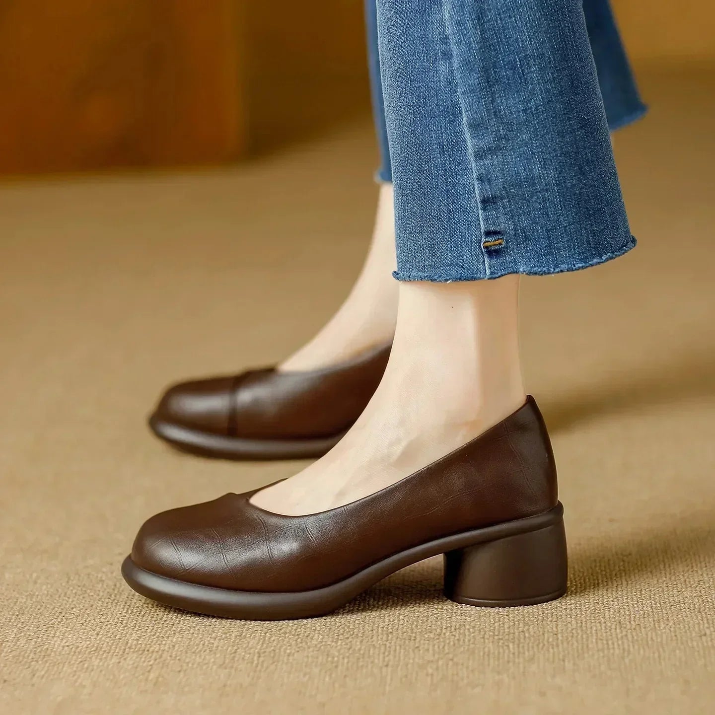 Janna | Timeless Block Heels in Genuine Leather