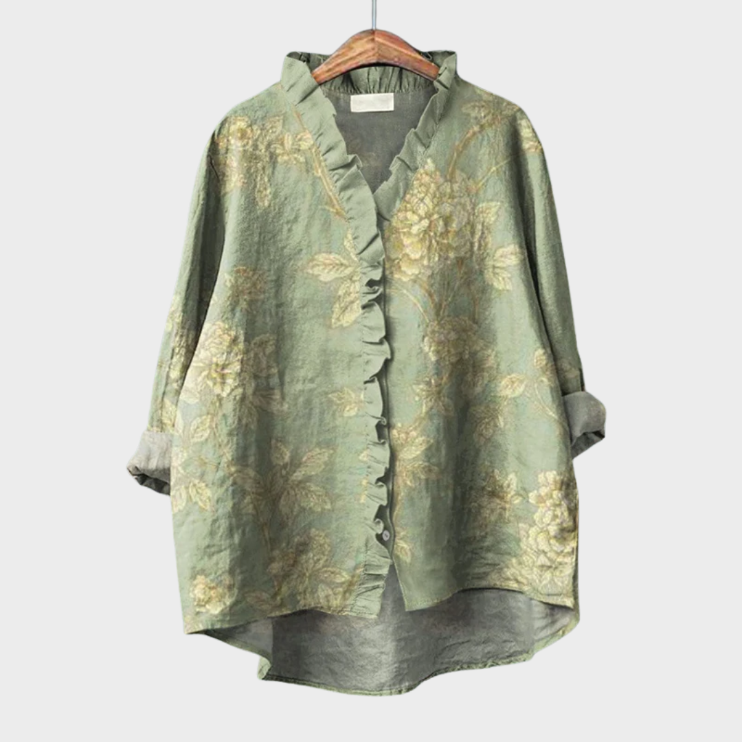 Eline | Elegant Long-Sleeved Linen Blouse with a Classic Style