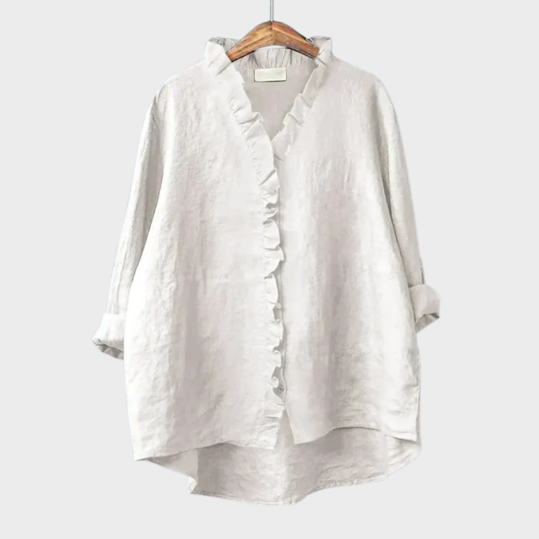 Alva | Cotton-Blend Dress Blouse with a Classic Cut
