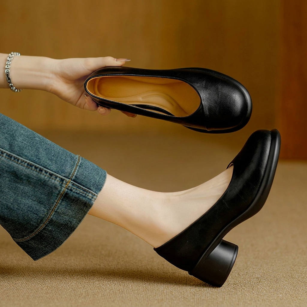 Janna | Timeless Block Heels in Genuine Leather