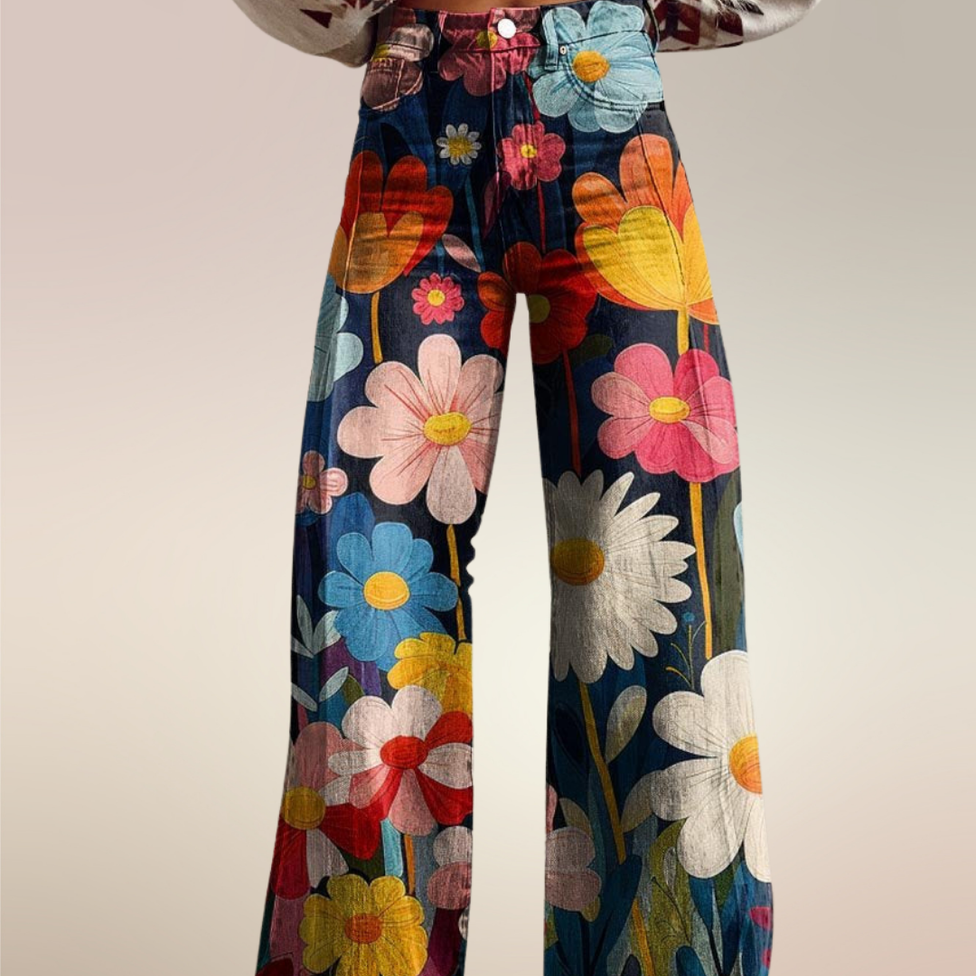 Elsa | Floral Print Wide-Leg Trousers
