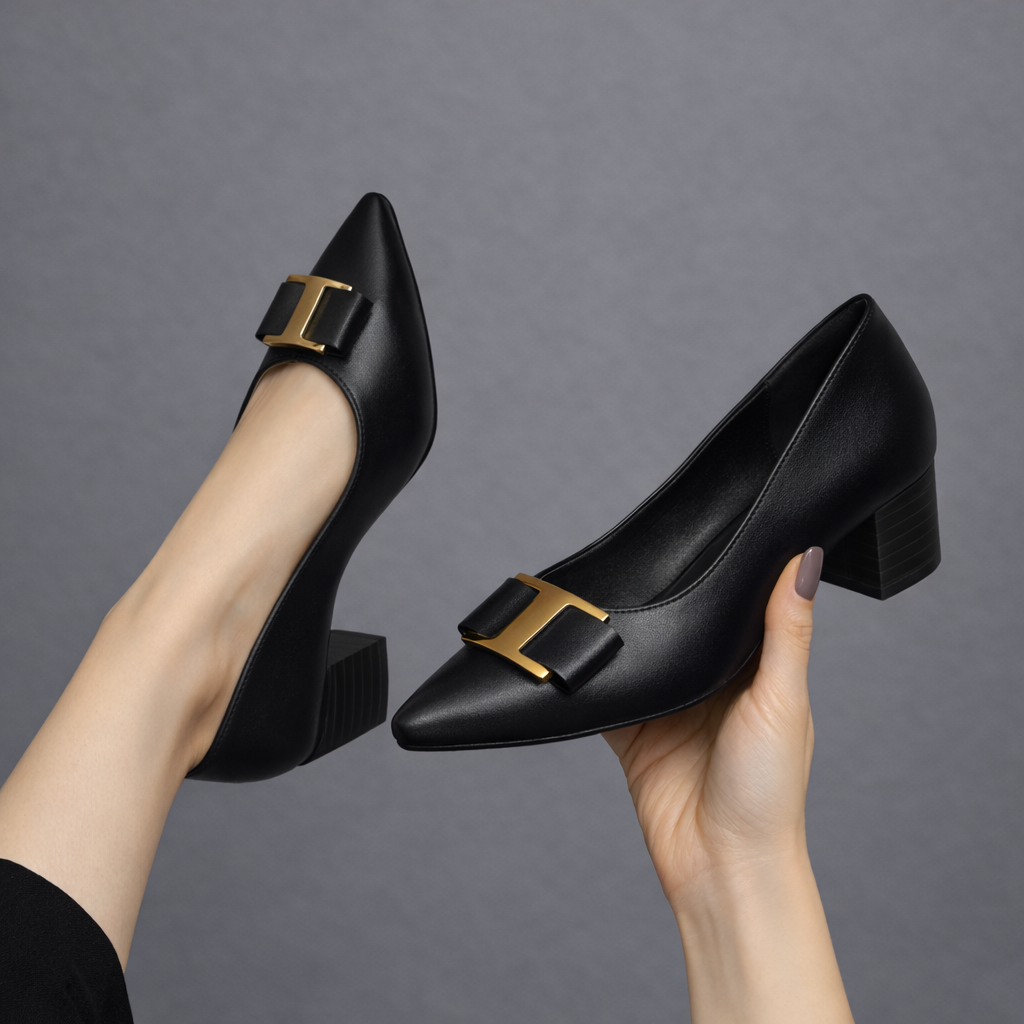 Tyra | Lucia Heels – Tidlös Elegans med Gulddetaljer