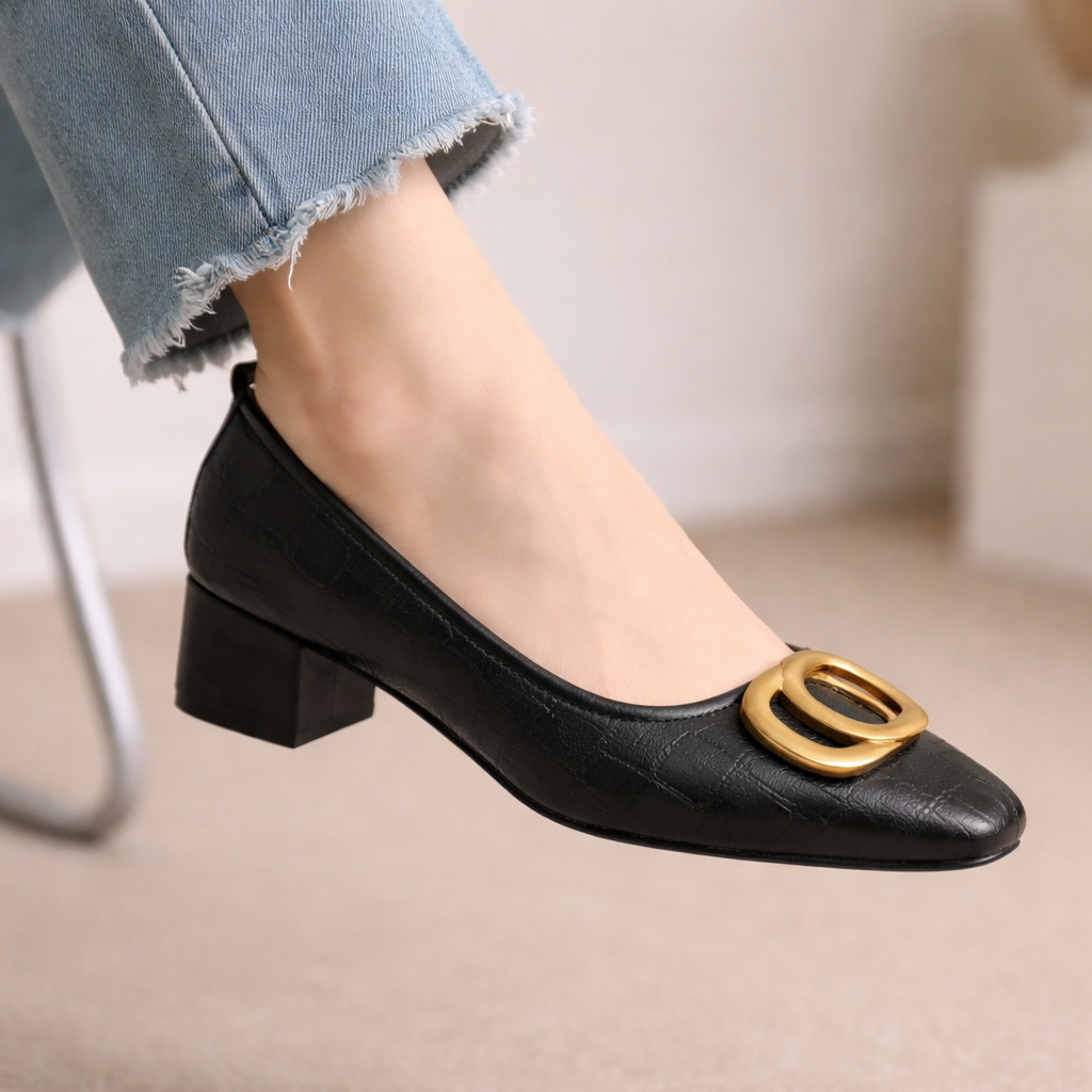 Dagmar | Elegant high-heeled shoes in premium leather with gold detailing