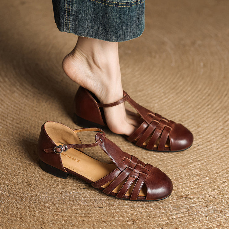 Astrid | Vintage braided leather ballerina flats