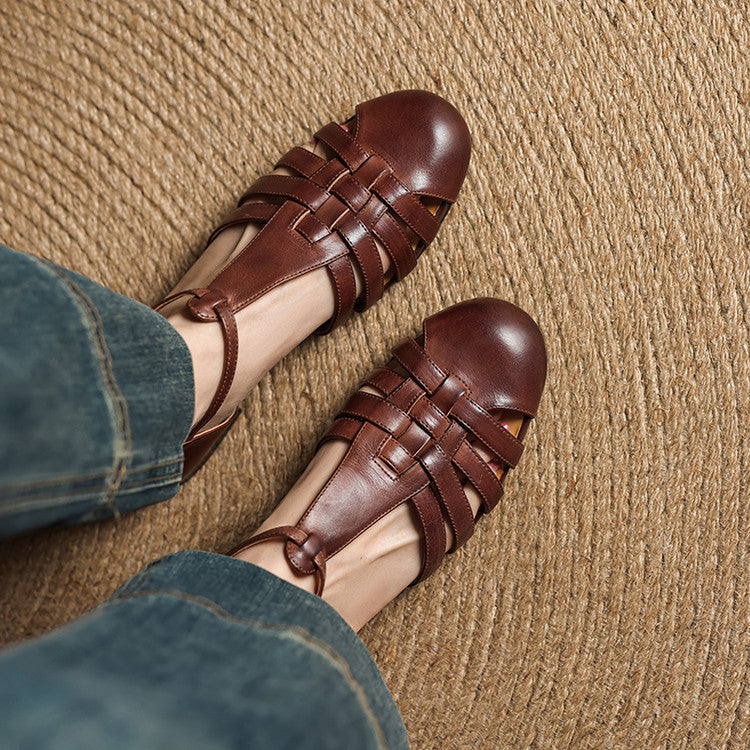 Astrid | Vintage braided leather ballerina flats