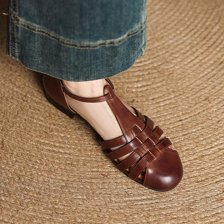 Astrid | Vintage braided leather ballerina flats