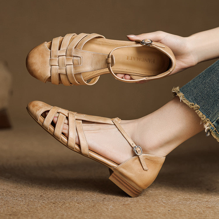 Astrid | Vintage braided leather ballerina flats