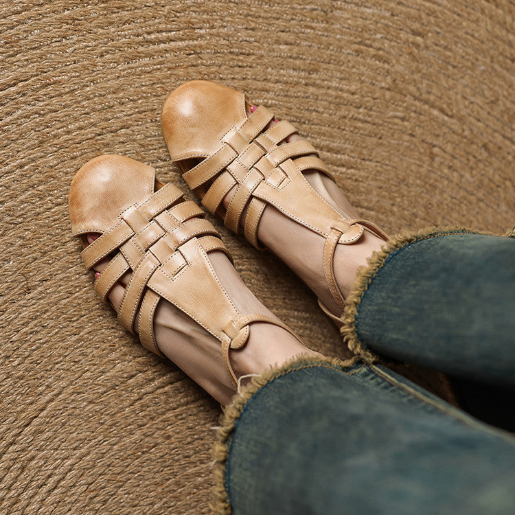 Astrid | Vintage braided leather ballerina flats