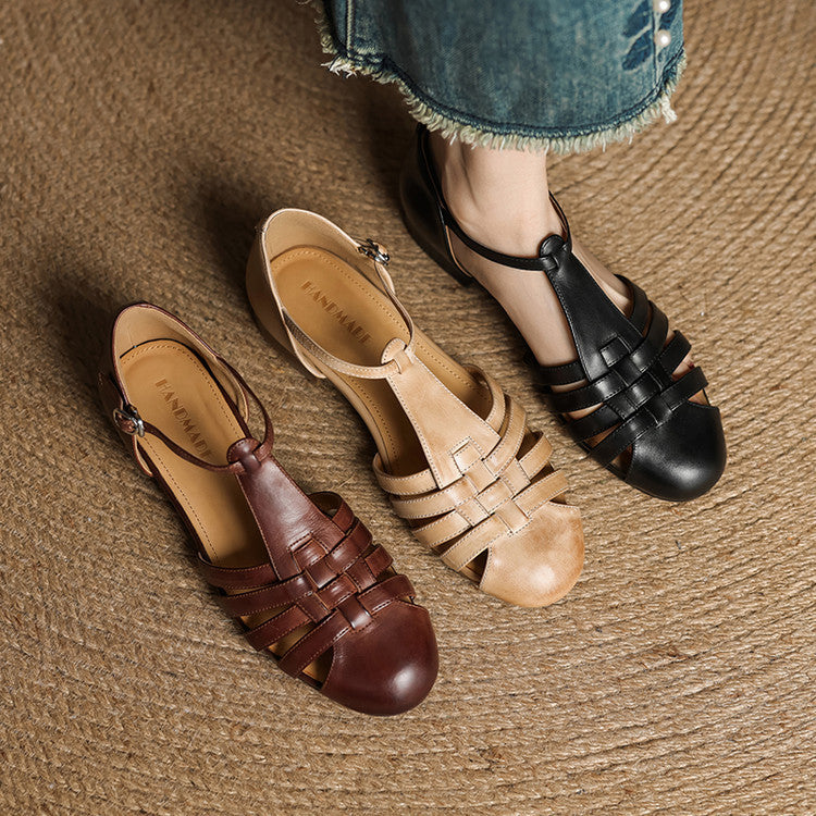 Astrid | Vintage braided leather ballerina flats