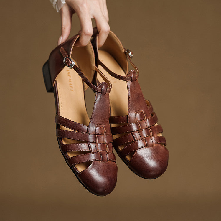 Astrid | Vintage braided leather ballerina flats