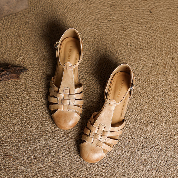 Astrid | Vintage braided leather ballerina flats