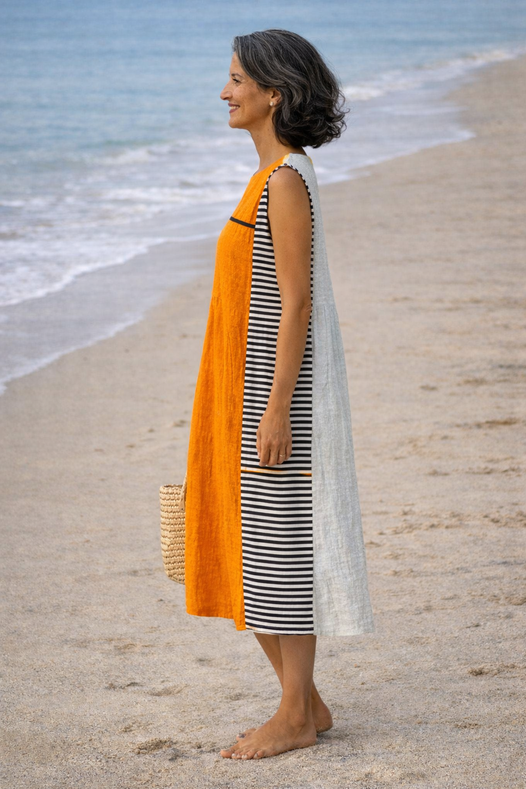 Matilda | Striped Dress with Colour Block Design