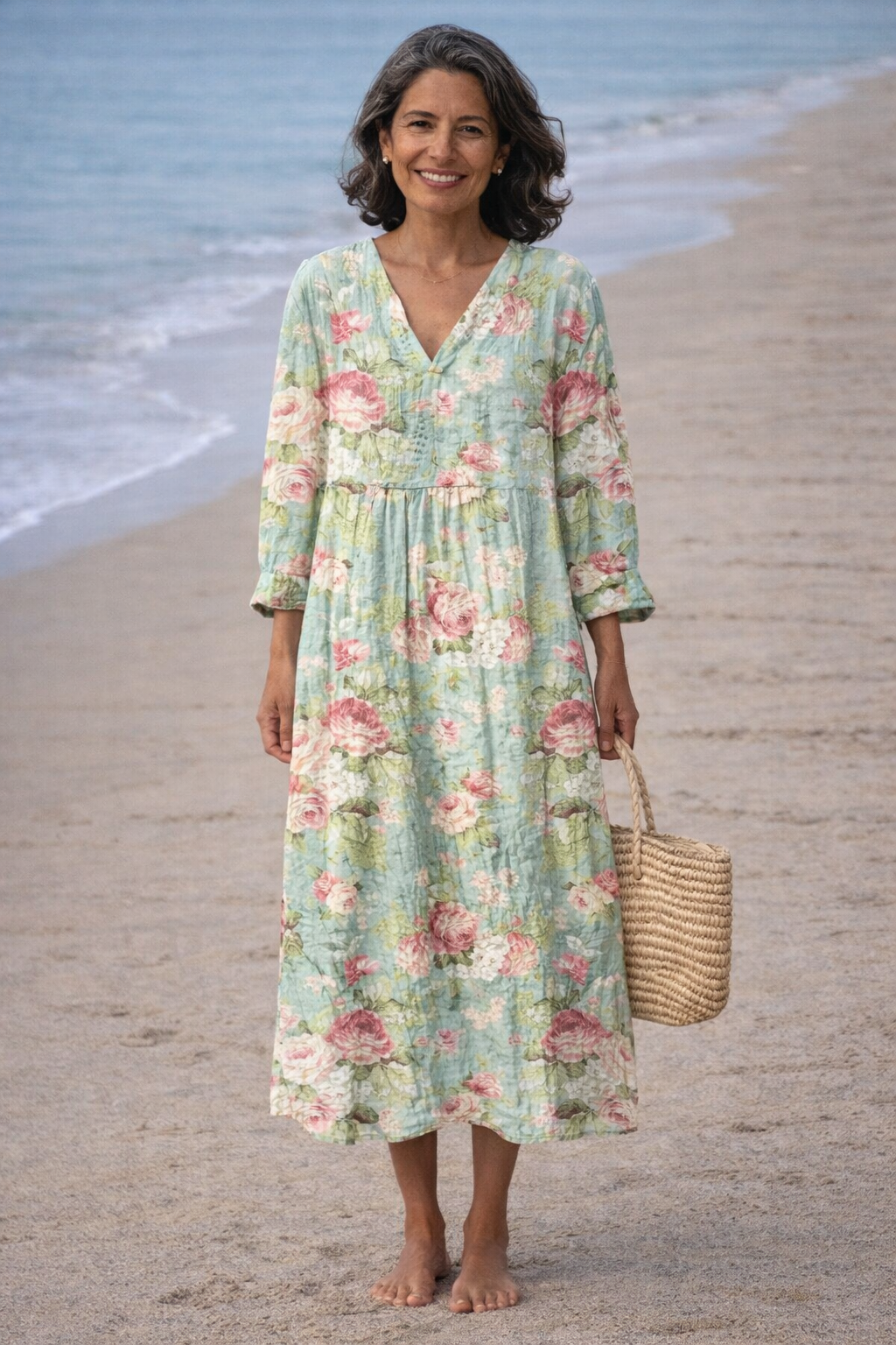 Stella | Floral Maxi Dress with V-Neck and Long Sleeves