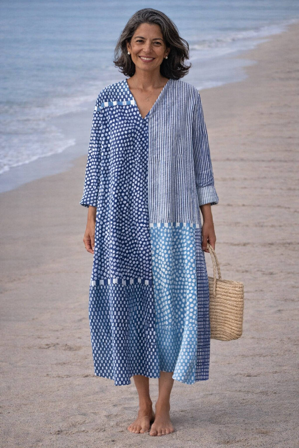 Gina | Flowing Patterned Dress with V-Neck