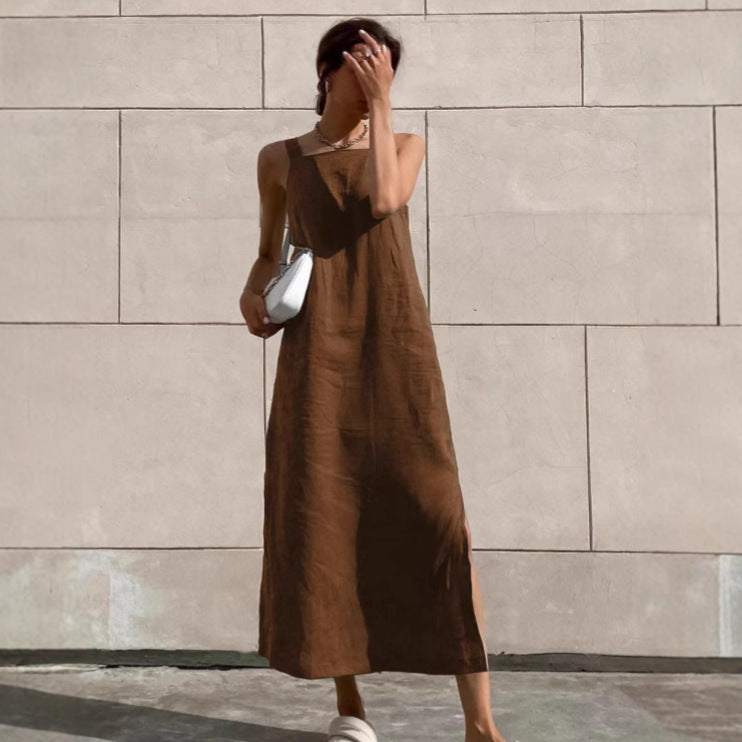 French Cotton and Linen Midi Dress