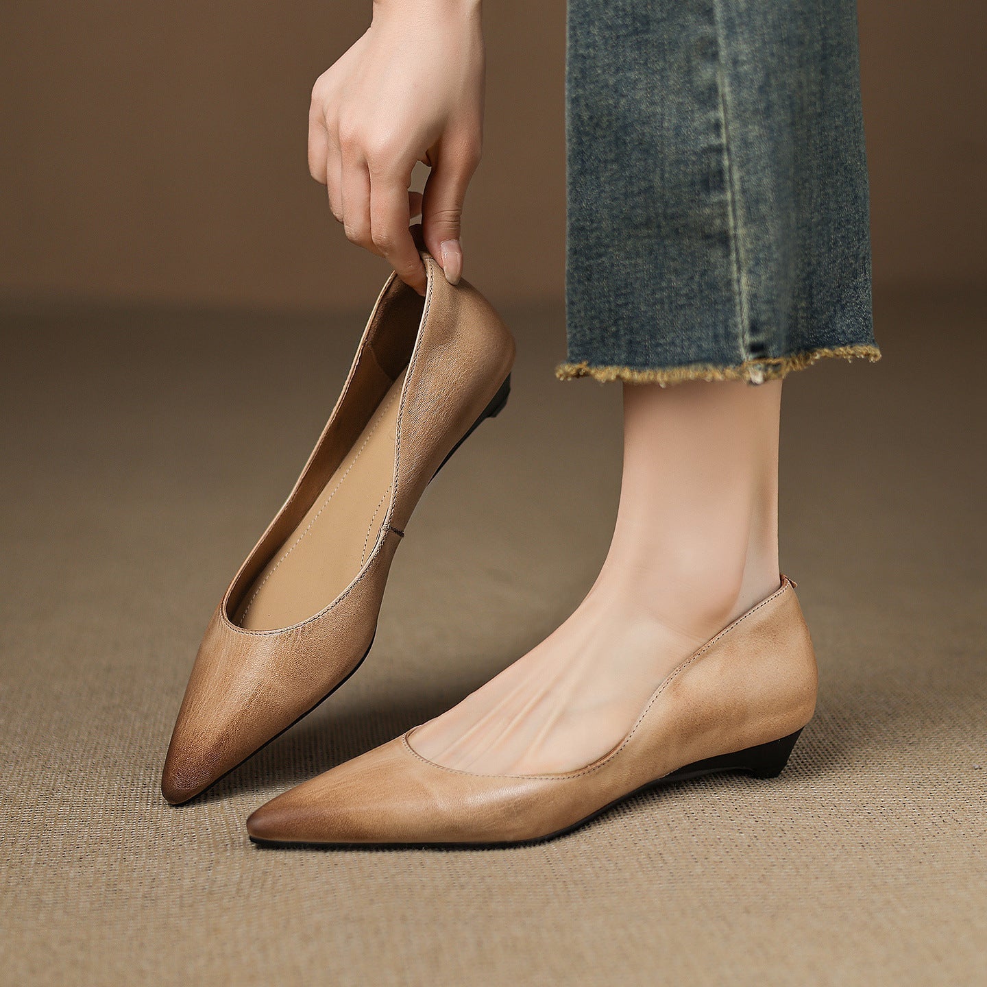 Ingrid | Genuine Leather Flats with a Pointed Toe