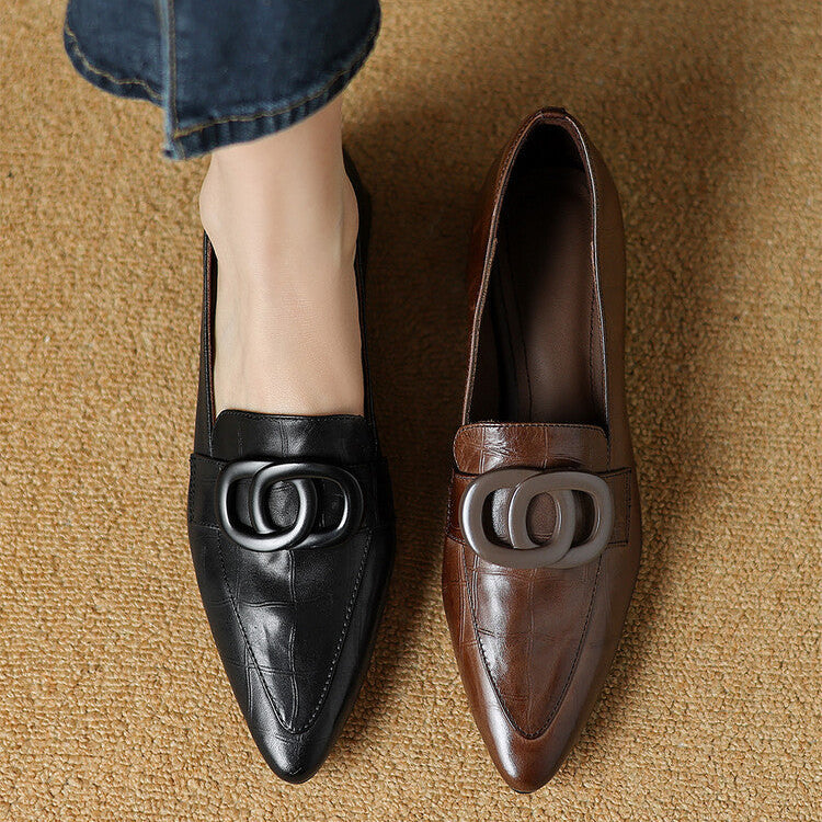 Alma | Pointed-toe shoes in leather with a block heel
