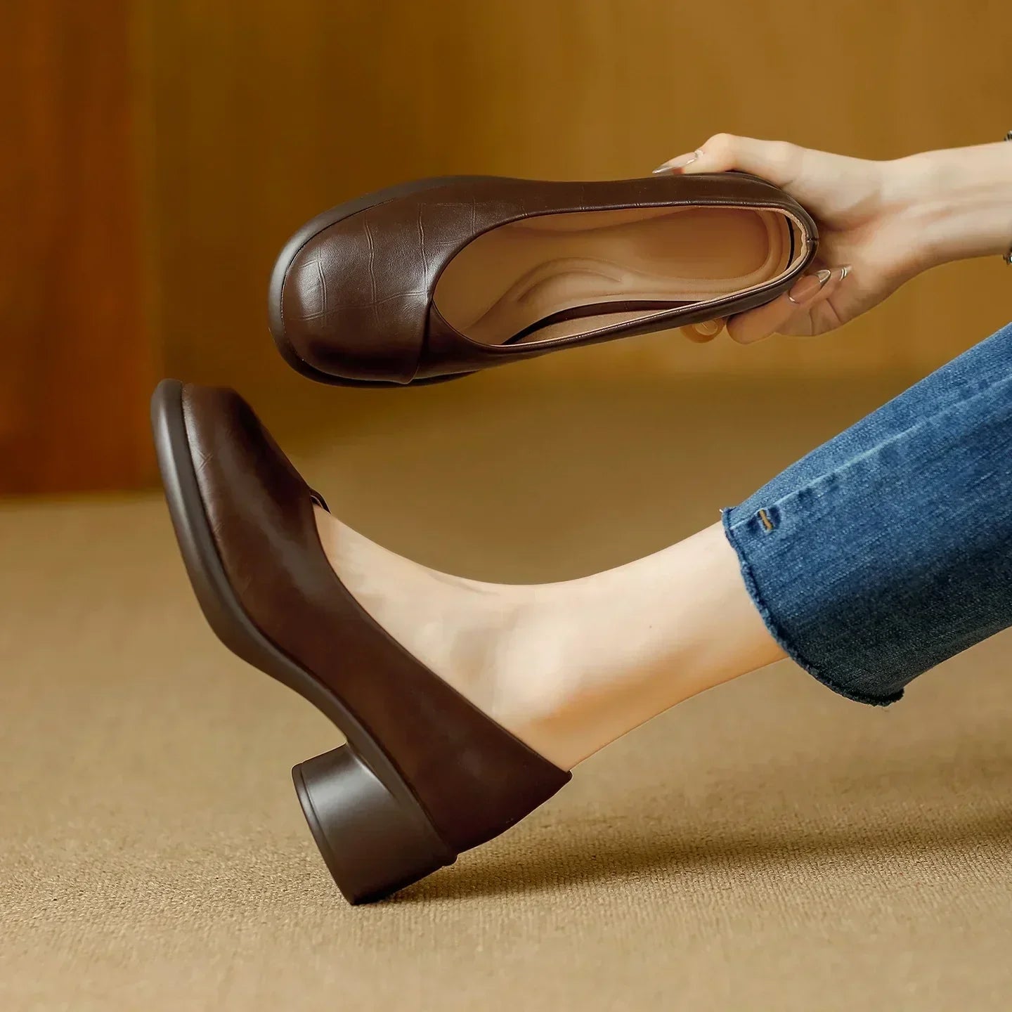 Janna | Timeless Block Heels in Genuine Leather