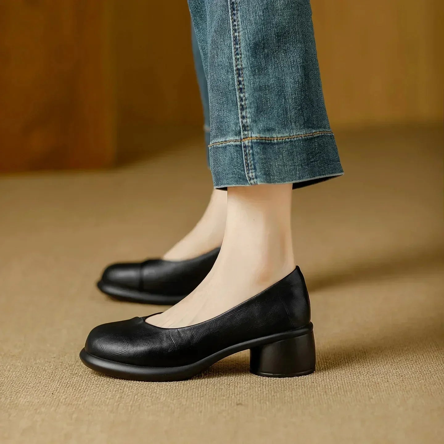 Janna | Timeless Block Heels in Genuine Leather