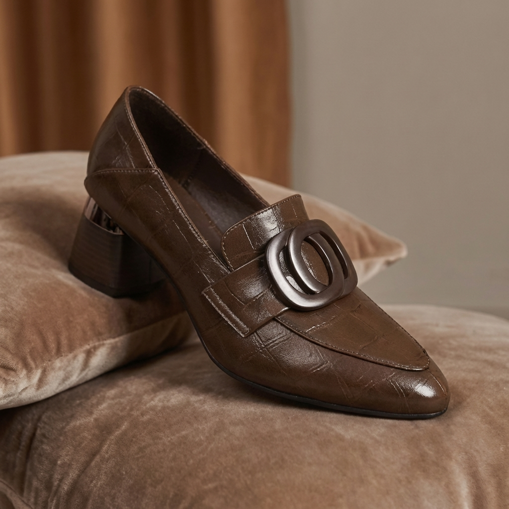 Eva | Elegant genuine leather loafers with gold detailing
