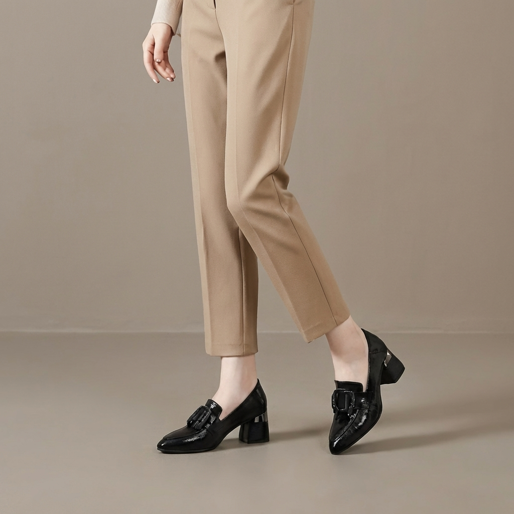 Eva | Elegant genuine leather loafers with gold detailing