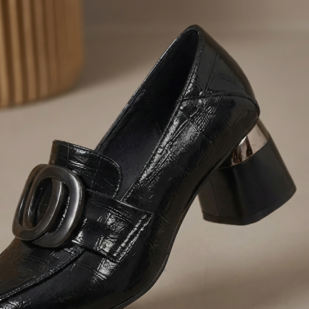 Eva | Elegant genuine leather loafers with gold detailing