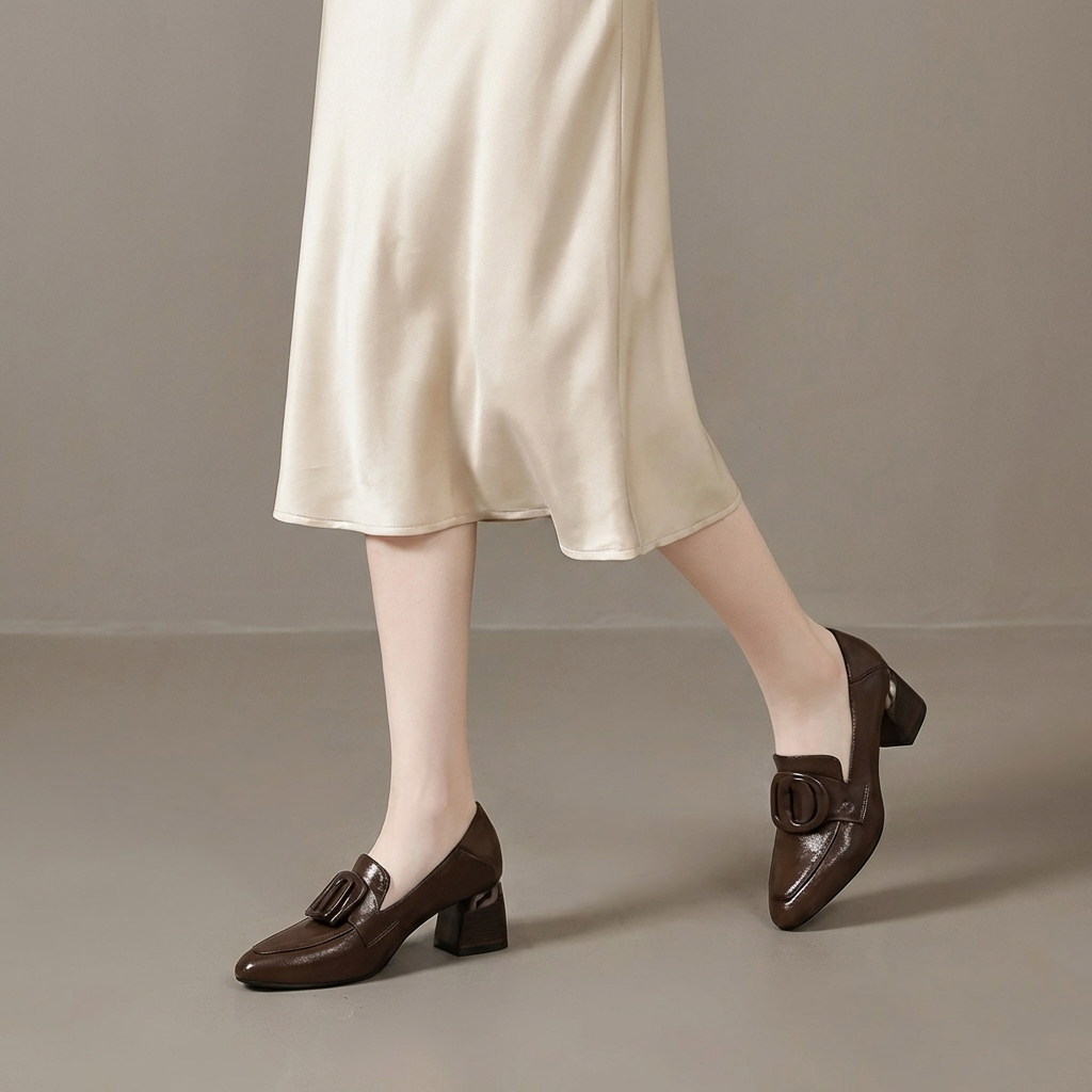 Eva | Elegant genuine leather loafers with gold detailing