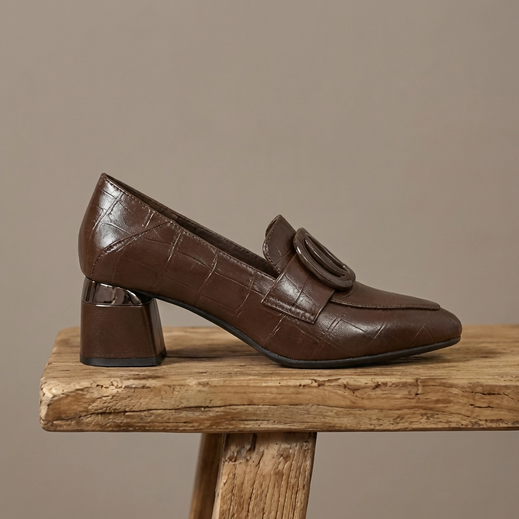 Eva | Elegant genuine leather loafers with gold detailing