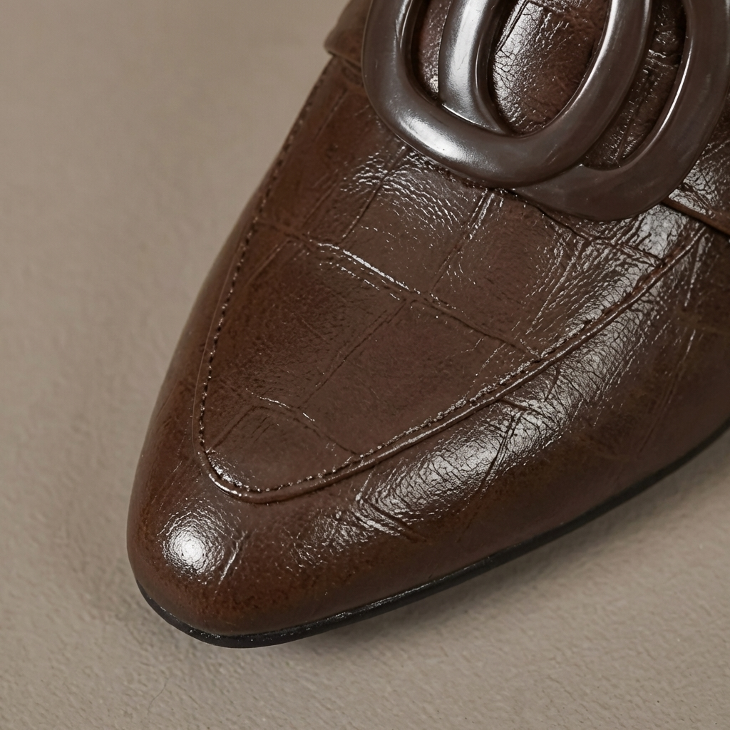 Eva | Elegant genuine leather loafers with gold detailing