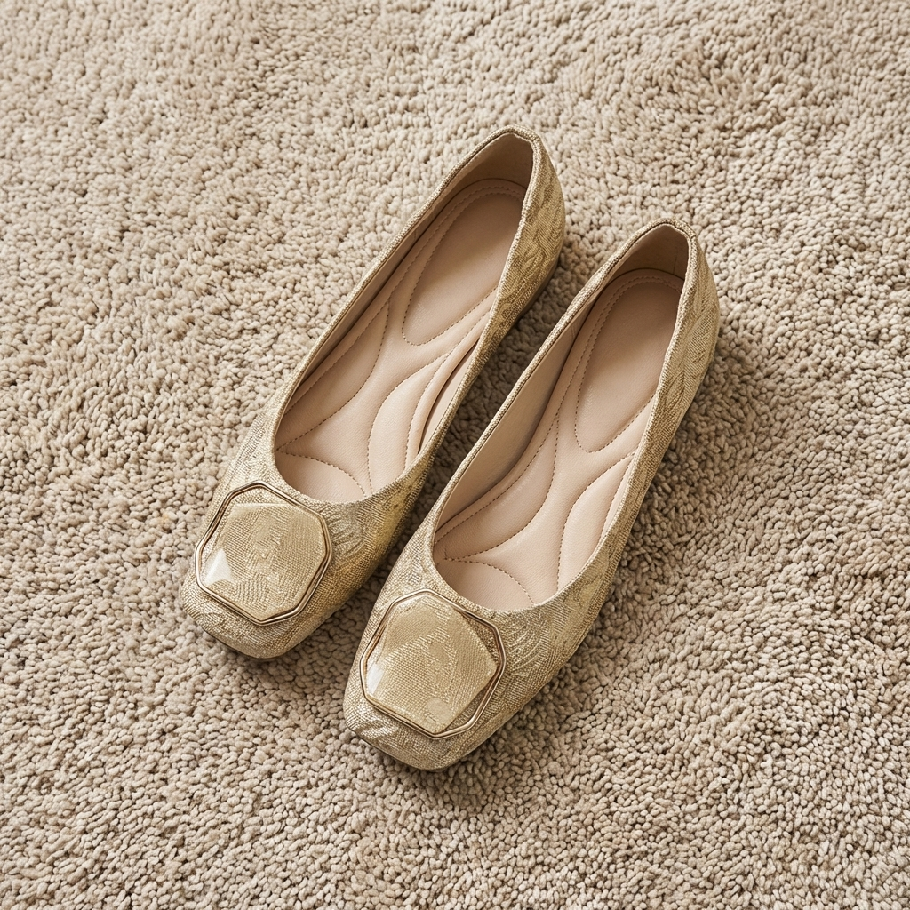 Mirte | Mesh ballerina shoes with geometric detailing in black