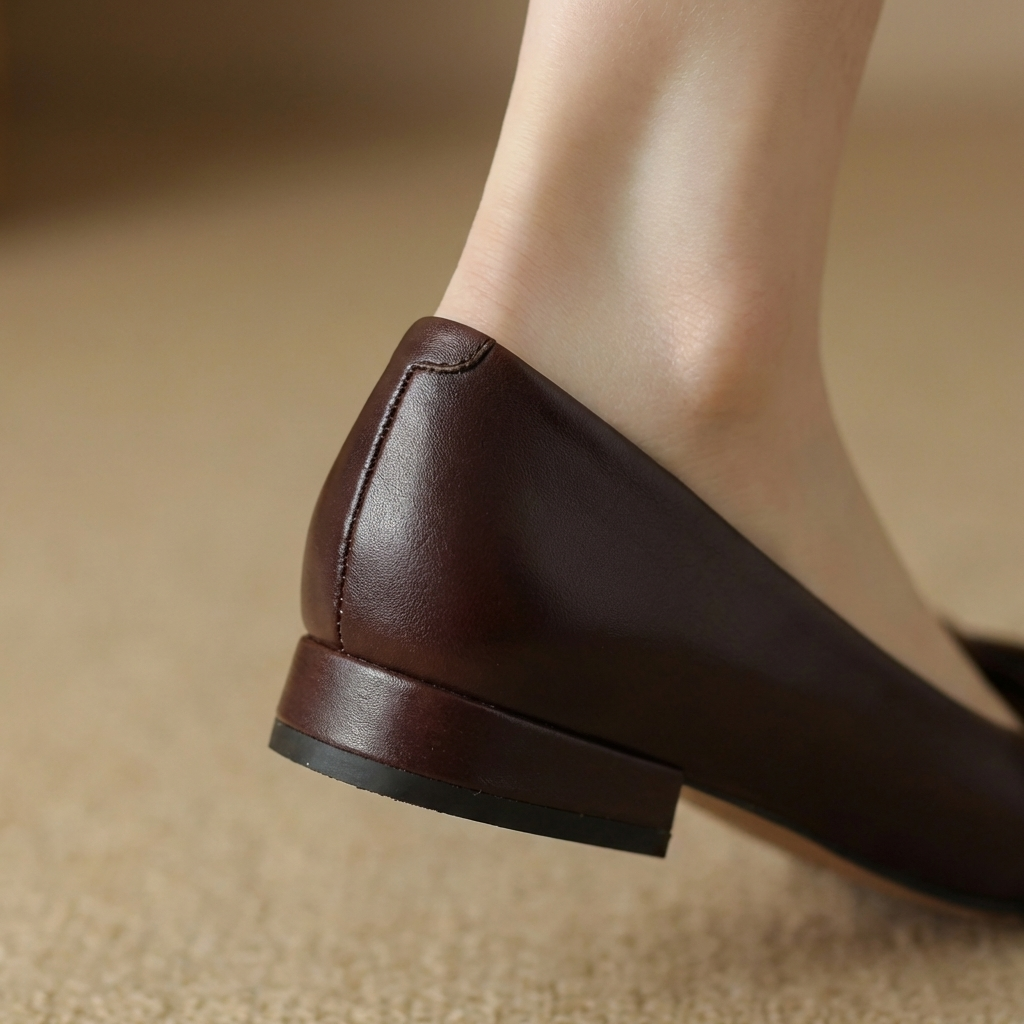 Anna | Soft leather ballerina flats with a bow detail in a rich colour
