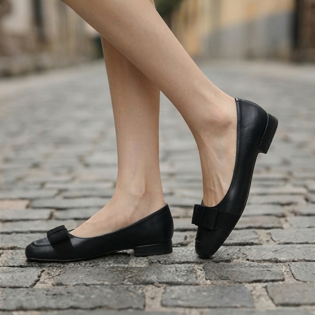 Anna | Soft leather ballerina flats with a bow detail in a rich colour