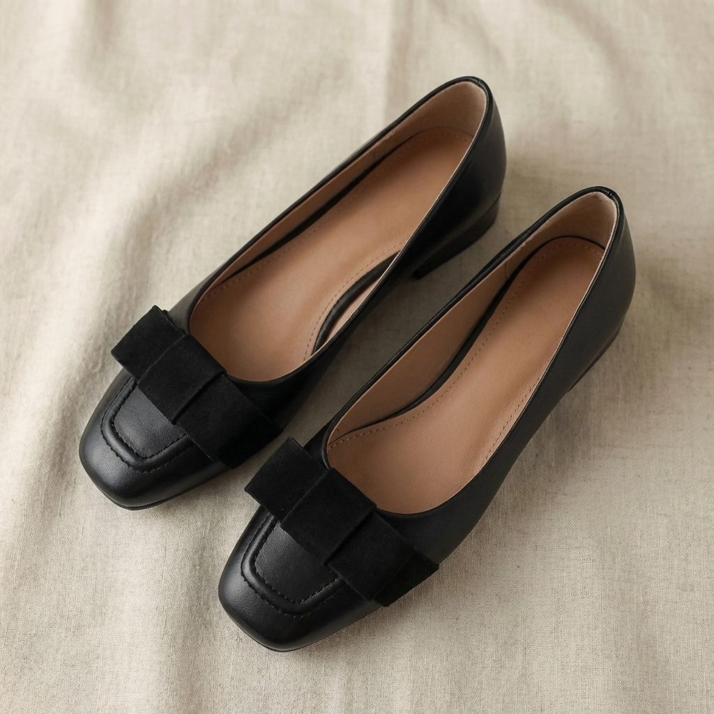 Anna | Soft leather ballerina flats with a bow detail in a rich colour