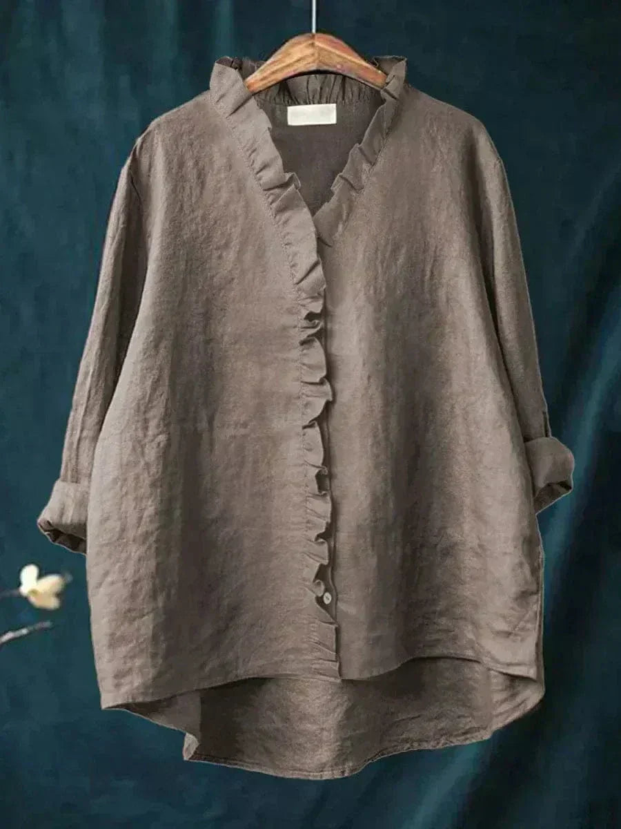 Alva | Cotton-Blend Dress Blouse with a Classic Cut