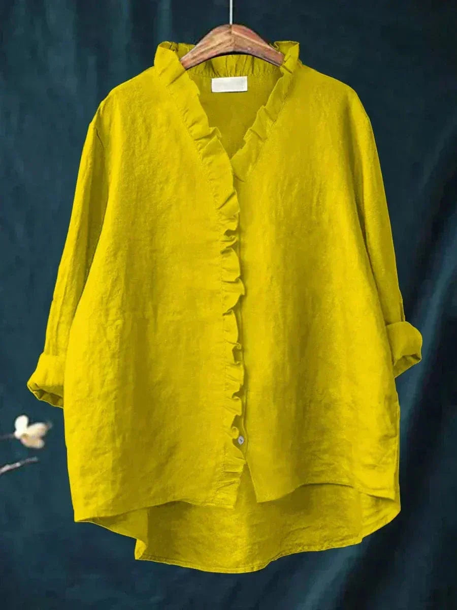 Alva | Cotton-Blend Dress Blouse with a Classic Cut