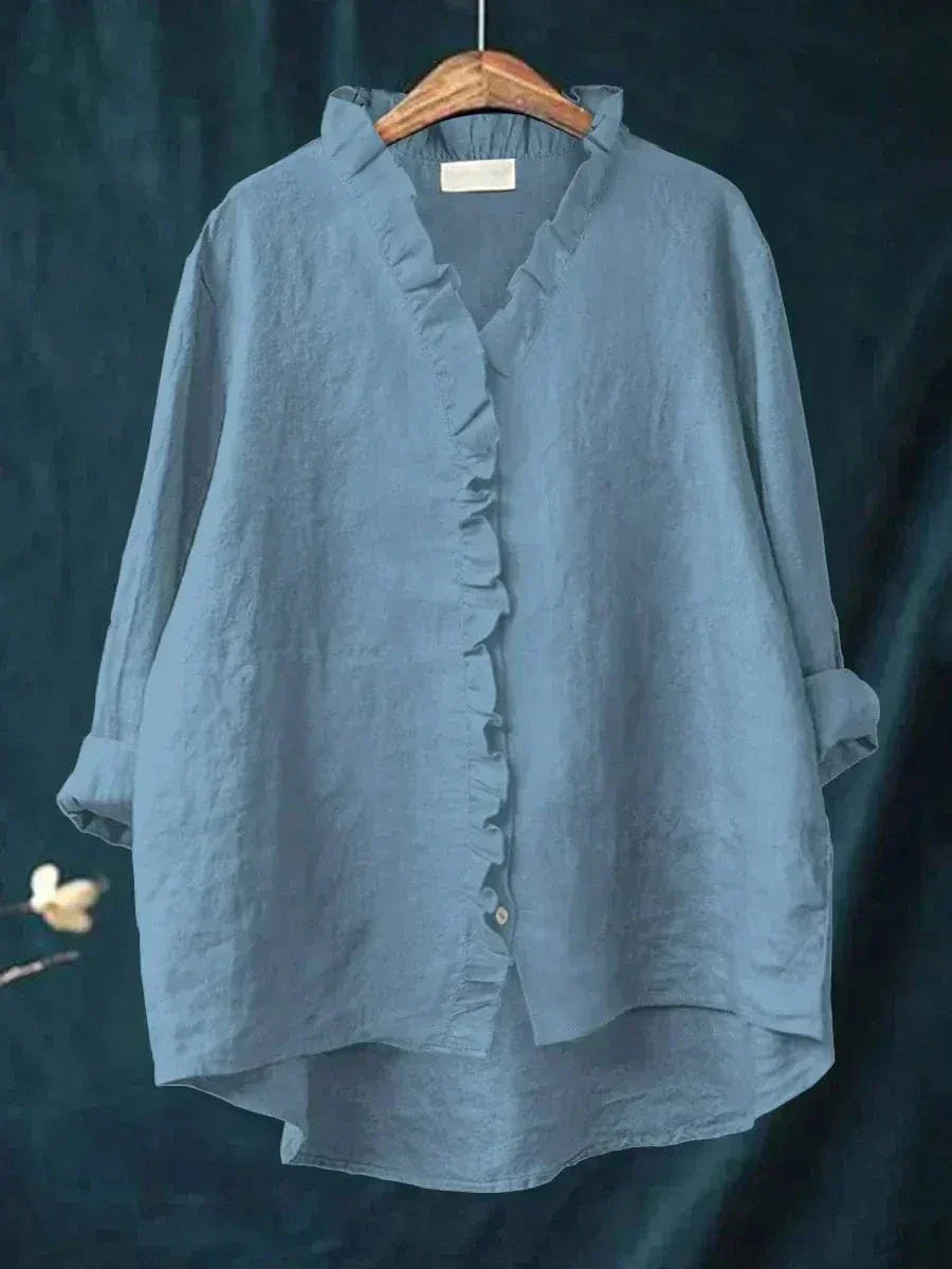 Alva | Cotton-Blend Dress Blouse with a Classic Cut