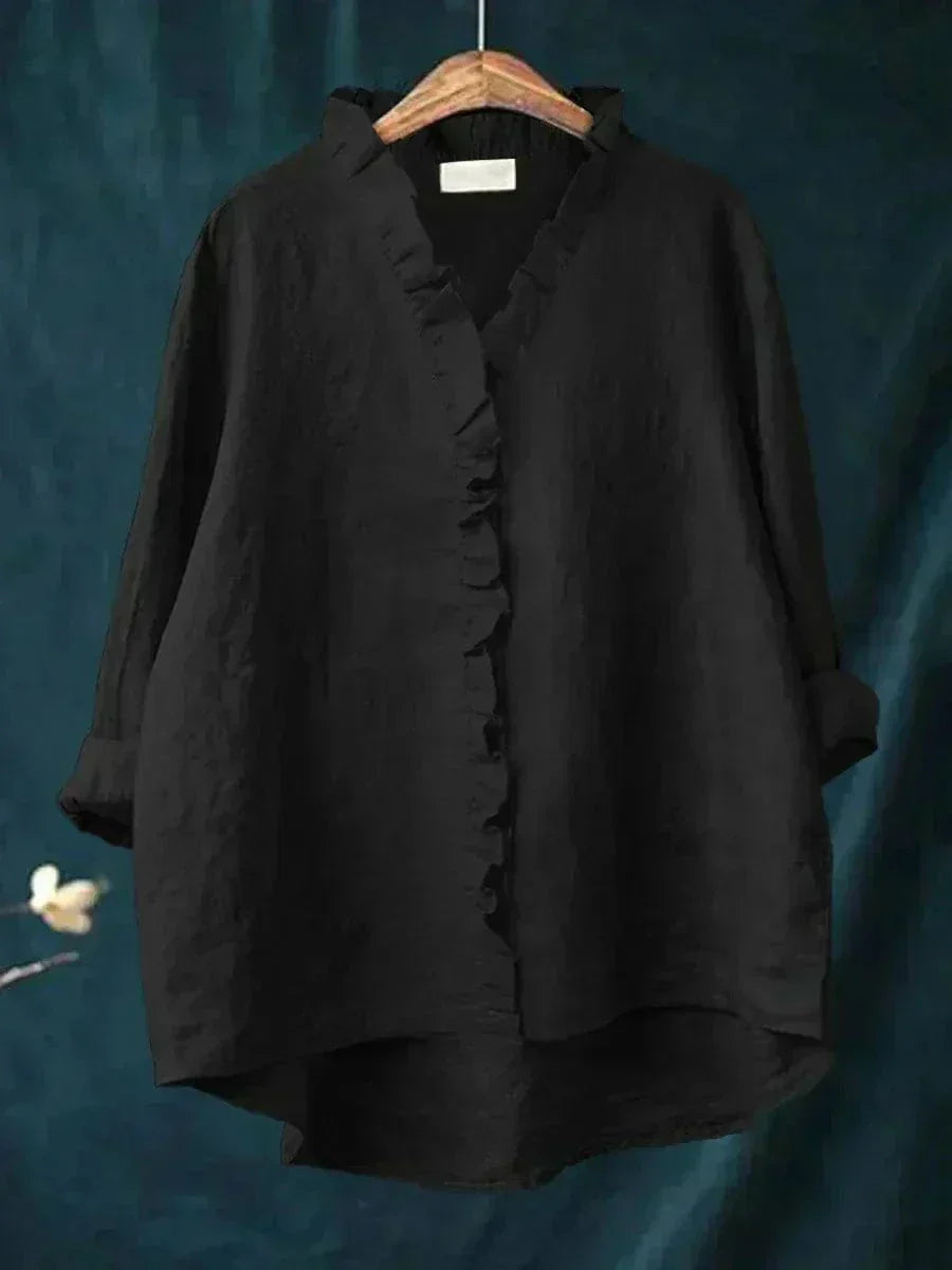 Alva | Cotton-Blend Dress Blouse with a Classic Cut