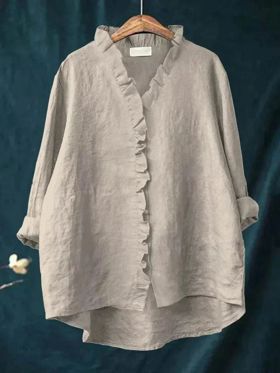 Alva | Cotton-Blend Dress Blouse with a Classic Cut